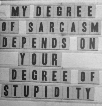 sarcasm and stupidity